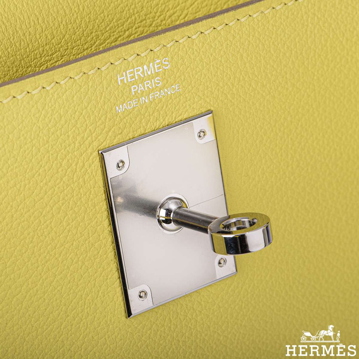 A LIME EVERCOLOR LEATHER RETOURNÉ KELLY 28 WITH PALLADIUM HARDWARE, HERMÈS,  2017